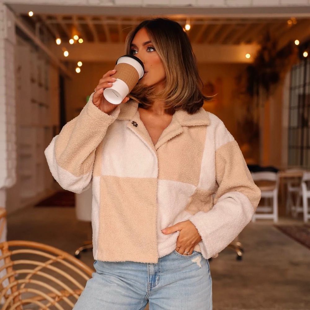 Women's Beige and White Jacket